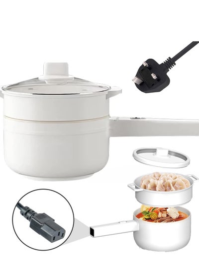 اشتري Electric Hot Pot - Non-Stick Pan, 1.8L Mini Pot for Steak, Fried Rice, and More! With Dual Power Adjustment and Steamer - Perfect for Rapid Noodles, Ramen, Oatmeal, Soup, and More! في الامارات