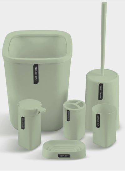 Buy 6-Piece Bathroom Accessories Set-Green in Saudi Arabia