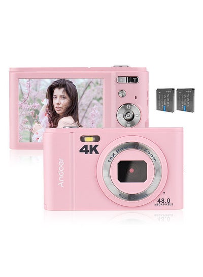 Buy Andoer Portable Digital Camera 48MP 4K 2.8-inch IPS Screen 16X Zoom Self-Timer 128GB Extended Memory Face Detection Anti-shaking with 2pcs Batteries Hand Strap Carry Pouch in Saudi Arabia
