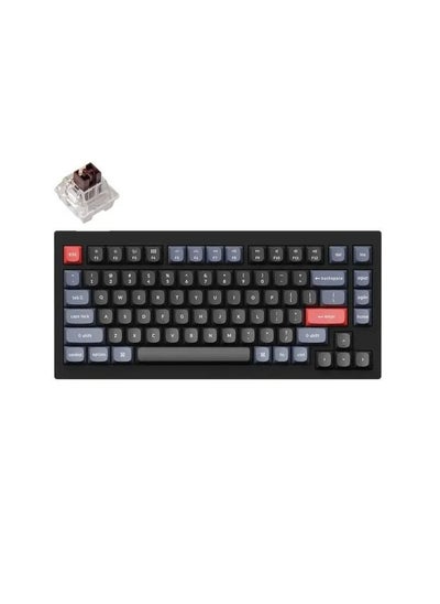 اشتري Keychron V1 QMK لوحة مفاتيح ميكانيكية مخصصة قابلة للتبديل السريع مع 75٪ تخطيط ، RGB ، مقبض & أمبير ؛ مفتاح بني - أسود الكربون في الامارات