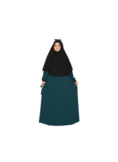 Buy A two-piece outfit made of royal crepe, an abaya and a veil, the size is free size and can be worn up to 120 kilos for women. in Egypt