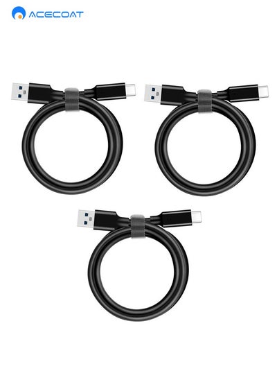 Buy 3 Pack USB3.2 Type A to Type C Cable, USB3.2 Gen2 10Gbps USB-C Data Cable, 60W PD Fast Charging, Android Auto Cable, Compatible with Galaxy S23 S22 S21 Note 20, Pixel, iPad Pro, SSD, Black(100CM) in Saudi Arabia