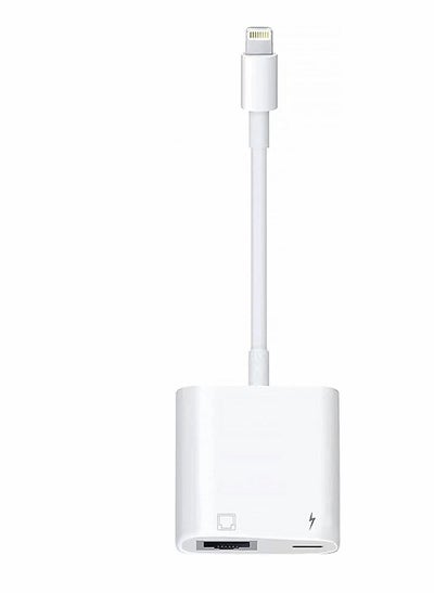 اشتري Lightning to RJ45 Ethernet LAN Network Adapter with Charge Port for Select iPhone, iPad Models 100Mbps Charging Plug and Play في السعودية