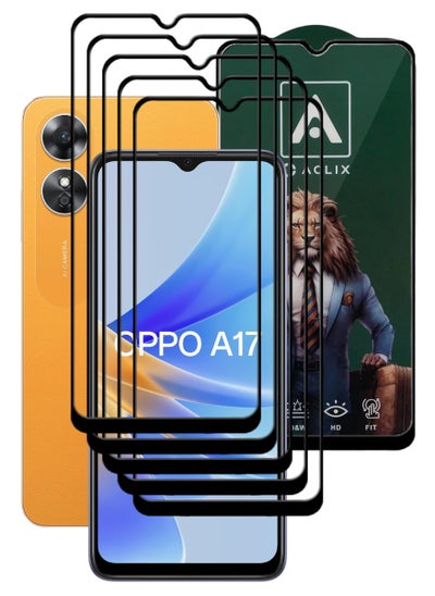 Buy 5 Pieces Antistatic ESD Dustproof Premium Quality High Definition Tempered Glass Screen Protector Designed For Oppo A17 in UAE