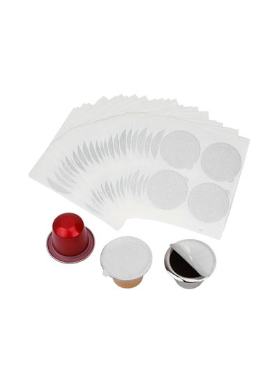 اشتري Aluminum Foils Lids, Aluminum Espresso Lids Foil Seals Stickers,  for Reusable Espresso Capsules, Refillable Coffee Pods, Stainless Steel Cups Filters for Nespresso Original Line Machines (100 Pcs) في الامارات