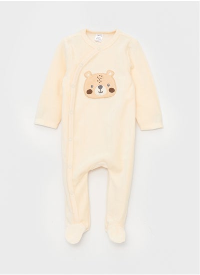 Buy Embroidery Detailed Velvet Baby Boy Jumpsuit (0-12 Months With Booties, 12 Months+ Without Booties) in Egypt