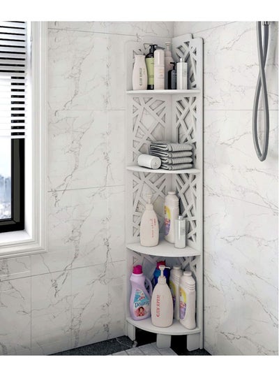 Buy 4 Tier Bathroom Corner Stand Shelf White 18x100x18cm in UAE