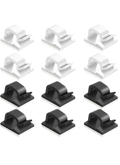 Buy 60 Pcs Adhesive Cable Clips, Plastic Cable Cord Organizers Cable Storage Management Clip for Home Office - Black, White in Saudi Arabia