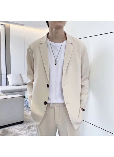 اشتري Casual Slim Fit Mens Blazer Korean Trendy Suit Jacket K38 Single West khaki في الامارات