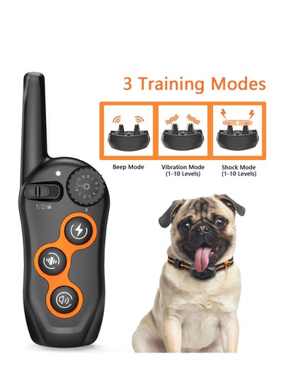 Buy Dog Shock Collar with Remote, 100% Waterproof Dog Shock Collar with Remote Range 1300ft, 3 Training Modes, Beep, Shock, Vibration, Rechargeable Electric Shock Collar for  Large,Medium,Small Dogs in UAE