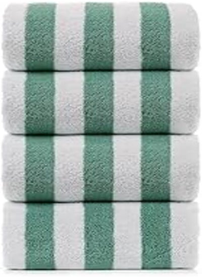 Buy Beach Towel 100% Cotton, Dark Green Stripe, 70 x 180cm in Egypt