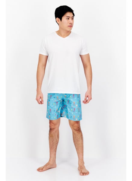 اشتري Men Allover Print Swimwear Short, Light Blue Combo في الامارات