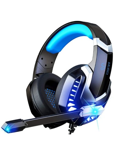 Buy J30 High Quality LED light Gaming Surrounding Headset With Noise Cancelation Microphone USB+3.55mm Jack For PC & Playstation - Black Blue in Egypt