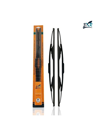 اشتري 3XR Professional Grade 24" 600mm Universal Fit Car Wiper Blades - 2 Piece Set في السعودية