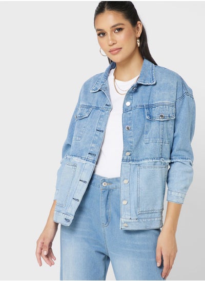 Buy Colorblock Denim Jacket in UAE