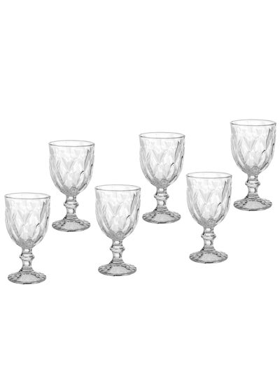 Buy A set of 6 glass cups with a base for juice and all drinks in Saudi Arabia