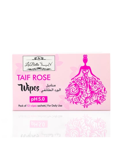 Buy Labella Taif Rose Scented Wet Wipes for Intimate Areas, 12-Pack in Saudi Arabia