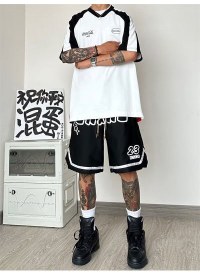 Buy Mens Summer Hip-Hop Basketball Shorts Casual Loose Black in Saudi Arabia