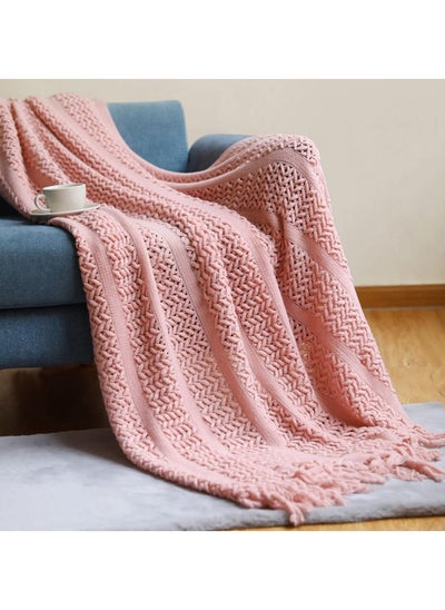 Buy Soft And Thick Knitted Throw Blanket With Plaid Design To Decorate Your Home Suitable For Sleeping And  Living And Sofa Size 120X172 cm Add Fringe Length 2X10 cm in Saudi Arabia