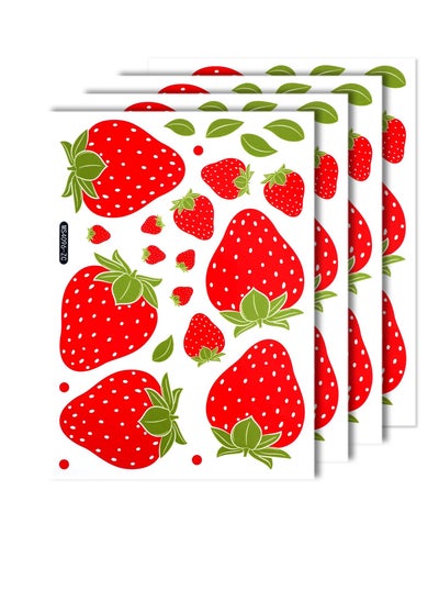 Buy Colorful Strawberry Wall Decals - Peel and Stick PVC Stickers for Living Room, Kitchen & More - Set of 4 Sheets for Fun Home Decor in UAE