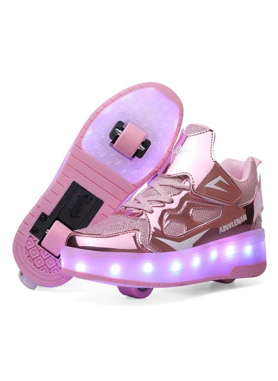 Buy Kids LED USB Charging Roller Skate Shoes with Wheel Shoes Light up Roller Shoes Rechargeable Roller Sneakers for Girls Boys Children in Saudi Arabia