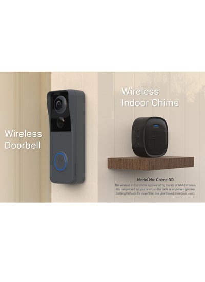 Buy Smart Wireless Video Doorbell, Minimalist Design, Built in Li-ion Battery, IP65 Rates Weatherproof, 2 way Audio and Live Stream, Easy to Install and Use in UAE