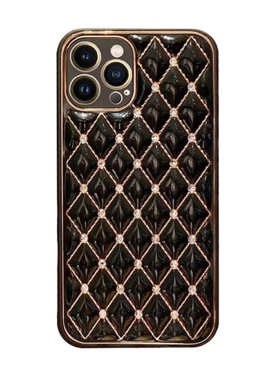 Buy iPhone 13 Pro Max Luxury Diamond Bling Rhinestone Case Cover Shockproof Camera Lens Protection Black in UAE