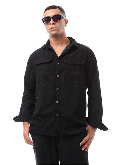 Buy Black Corduroy Shirt with Front Pockets in Egypt