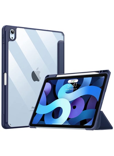 Buy iPad 10th Generation 10.9 Inch Tablet (2022 Model) - [Built-in Pencil Holder] Shockproof Cover with Clear Transparent Back, Four Corner Airbag Protection (Navy) in UAE