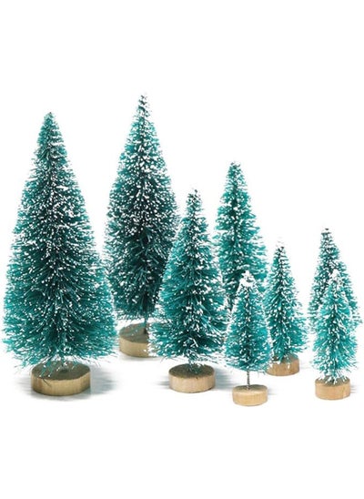 Buy Trees 8Pcs Artificial Mini Christmas Tree With Wooden Base Frosted Sisal Mini Pine Xmas in Egypt