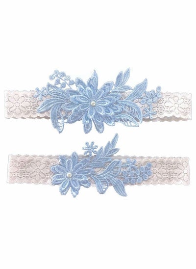 Buy Wedding Garters for Bride, 2 Pcs Daisy Lace Bridal Garter, Adjustable Hand Sewn Faux Pearls Garter for Bride Women in UAE