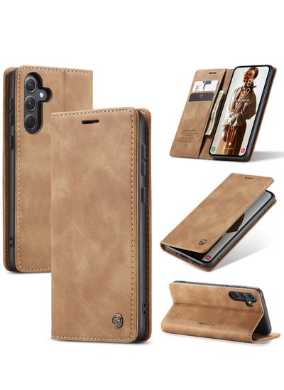 اشتري Phone Case Compatible with Samsung Galaxy A35 with Card Holder High-end Retro Leather Shockproof Protective Wallet Case في السعودية