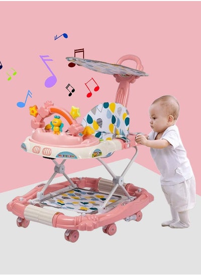 اشتري Baby Walker with Wheels  Foldable Adjustable Height Toddler Walker Baby Walkers and Activity Center with Foot Pads Baby Walkers for Baby Boys and Baby Girls 6-18 Months 6 Heights Adjustable في السعودية