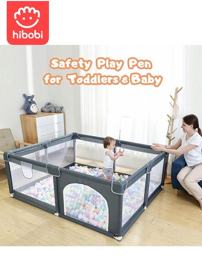 Buy Baby Folding Gaming Pen with Ocean Ball, Safety Fence with Handbag, Baby Gaming Pen, Large Playground, Zipper Door, Anti slip Suction Cup, 200x180x66cm in Saudi Arabia