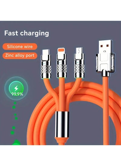 Buy 1pc New Portable Fast Charging USB Cable, Colorful 3 In 1 Flash Charging Cable, Data Cable For IPhone/ Android Phone in UAE