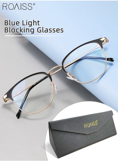 Buy Blue Light Blocking Glasses Blue Light Filter Computer Reading Gaming TV Phones Browline Eyeglasses Fashion Anti Eyestrain Headache Eyewear for Men Women Black Gold 52mm in UAE