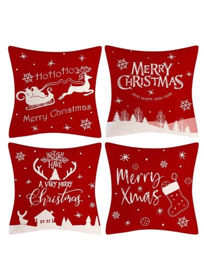 اشتري 4Pcs christmas pillow case pillow cover cushion cover for home decor 45*45cm في الامارات