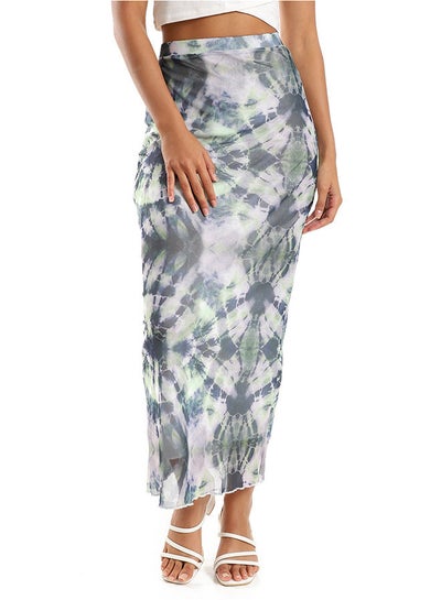 Buy Summer Trendy Patterned Skirt - Green & Light Grey in Egypt
