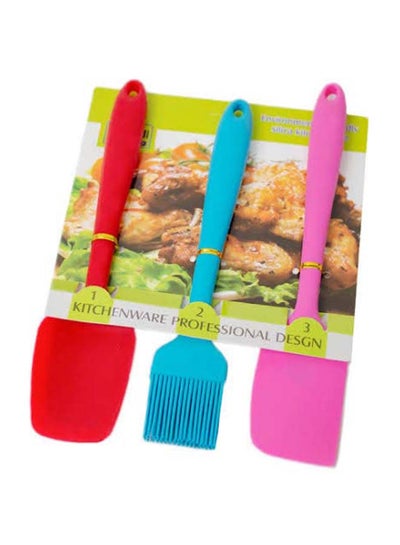 Buy Silicone Spatula And Cooking Brush Set - 3 Pieces multicolor in Egypt
