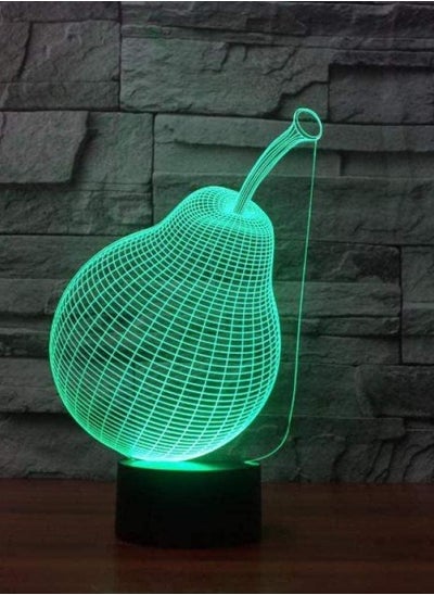 اشتري PEAR Illusion 3D Multicolor Night Light 7/16 color changing USB LED 3D LED Multicolor Night Light LED power bank desk lamp في الامارات