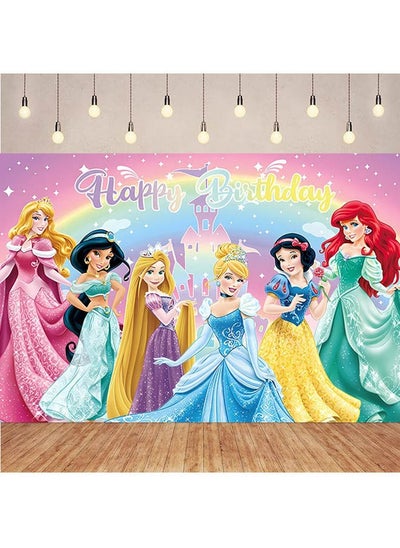 Buy Disney Princess Birthday Party Background Decorative Cloth Suitable for Children's Birthday Photography Supplies Background Photo Props (size 150cmx100cm) in Saudi Arabia