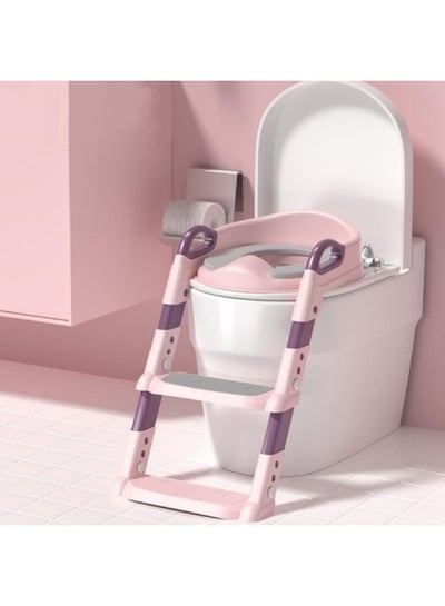 Buy Potty Training Seat with Step Stool Ladder, Potty Training Toilet for Kids Boys Girls Toddlers, Pink in Saudi Arabia