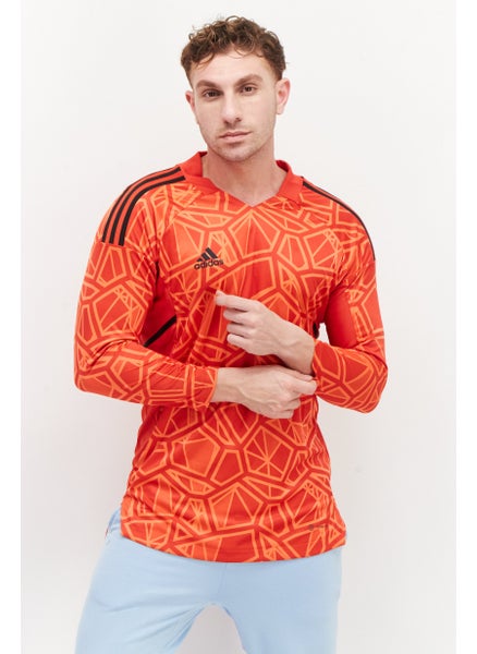 Buy Men Sportswear Fit Allover Print Long Sleeves Sweatshirts, Red Combo in UAE