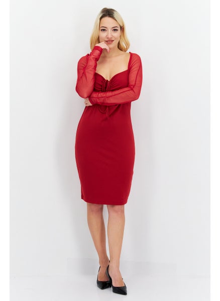 اشتري Women Plain Midi Dress, Red في الامارات