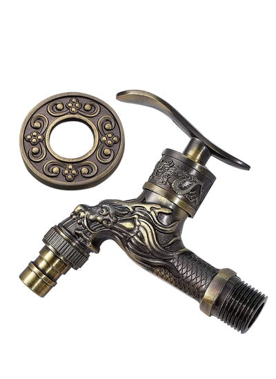 اشتري Wall Mount Faucet, Vintage Brass Outdoor Tap, Antique Garden Tap Kit, Zinc Alloy Basin Tap Faucet for Home, Kitchen, Bathroom, Outdoor, Garden (1/2") في السعودية