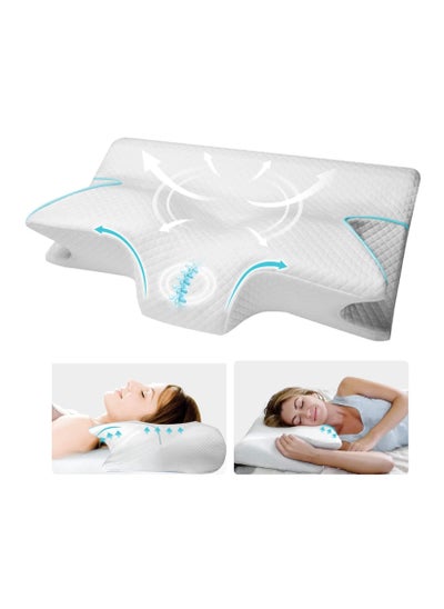 Buy Cervical Memory Foam Pillow,Ergonomic Contour Pillow for Neck and Shoulder Pain Relief,Ergonomic Neck Pillow with Cooling Cover,Orthopedic Bed Support Pillow for Side,Back,Stomach Sleeper in Saudi Arabia