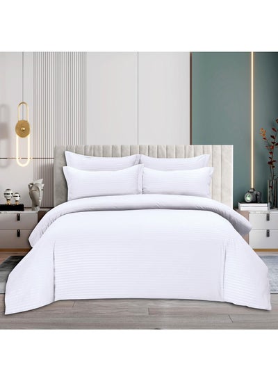 Buy 6-Piece Luxury King Size Cotton Bedsheet - Quilt Cover Set | 1 Fitted 200 * 200 Sheet + 1 Quilt Cover + 4 Pillow Cases in UAE