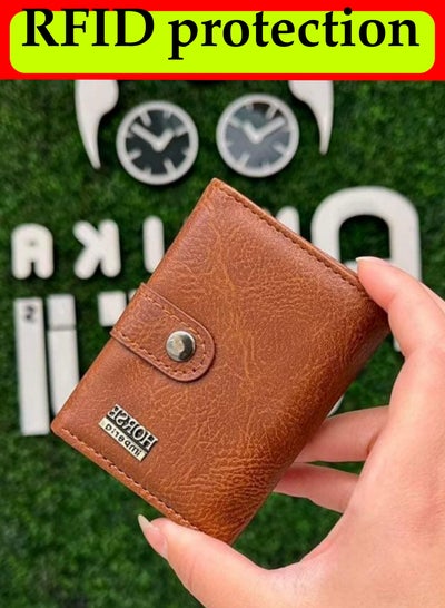 Buy RFID protection leather wallet with metallic card holder in Egypt