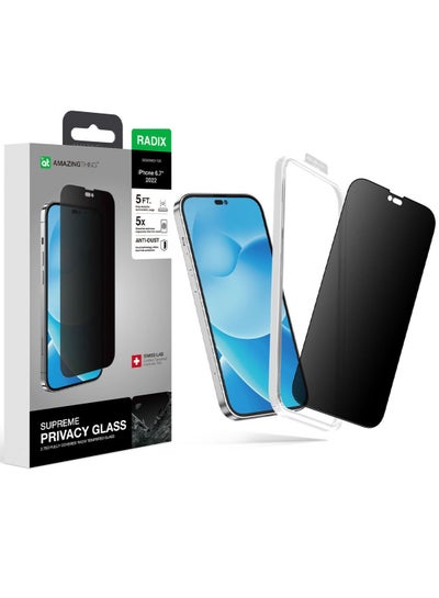 Buy Supreme Privacy Full Tempered Glass Screen Protector for iPhone 14 Plus / iPhone 13 Pro Max (6.7 inch) with Easy Install Tray - Privacy 2.75D in UAE
