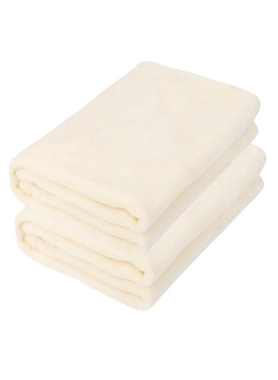 Buy 2-Piece Microfiber Bath Sheet Off White 80x160cm Soft and Durable Microfiber Beach Towel Super Absorbent and Fast Drying Microfiber Bath Towel Large for Sports, Travel, Beach, Fitness and Yoga in UAE